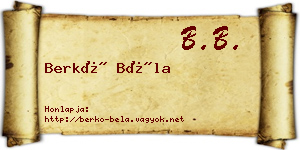 Berkó Béla névjegykártya